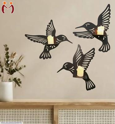 Decorative Wooden Wall Shelves Pack of 3 Laser Cut Modern Art