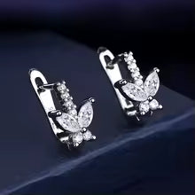 925 Sterling Silver Earrings Jewelry High Quality Retro Simple Pattern Purple White Zircon Earrings Hot Sale