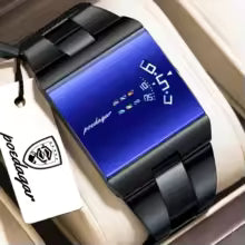 POEDAGAR Top Rectangle Original Men Watch Waterproof Fashion Man Wristwatch Stainless Steel Quartz Sport Men's Watches+Box Reloj