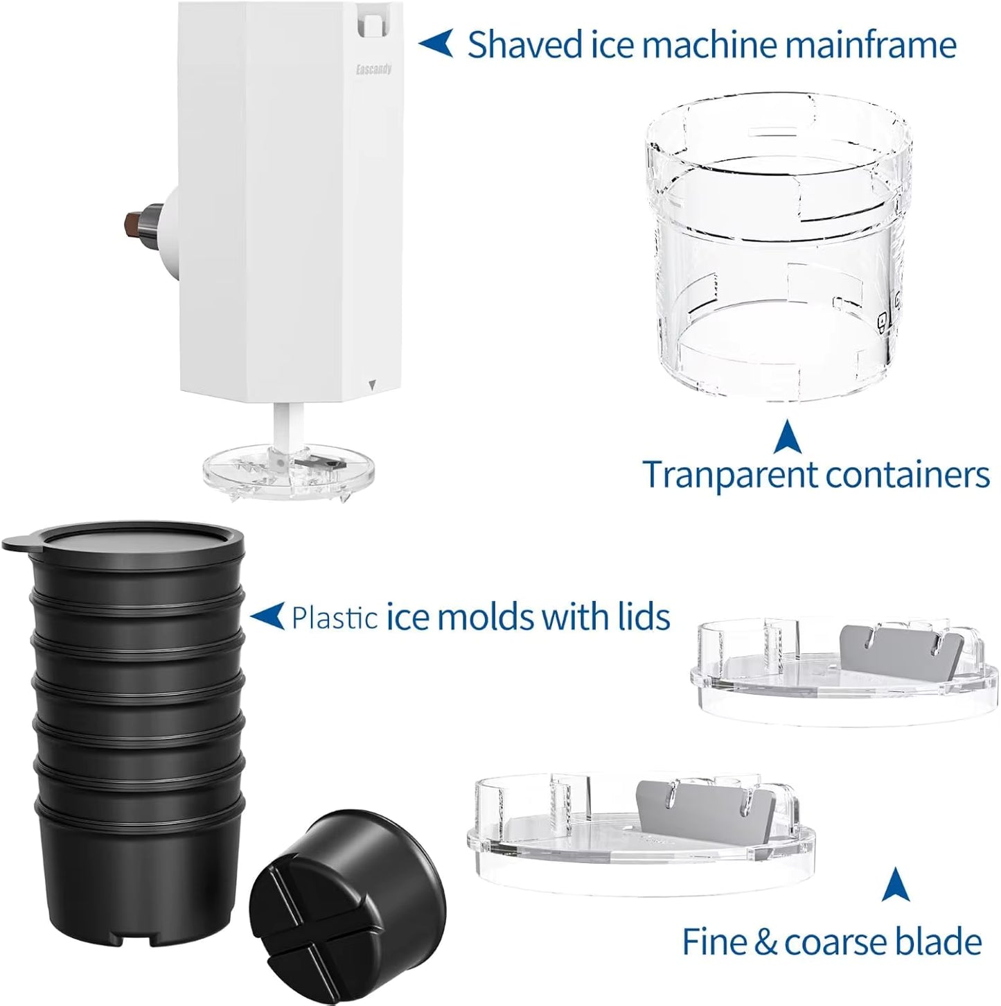 Shaved Ice Attachment for KitchenAid Stand Mixer, Snow Cone Attachment for KitchenAid with 8 Ice Molds, Stainless Steel Blade Ic