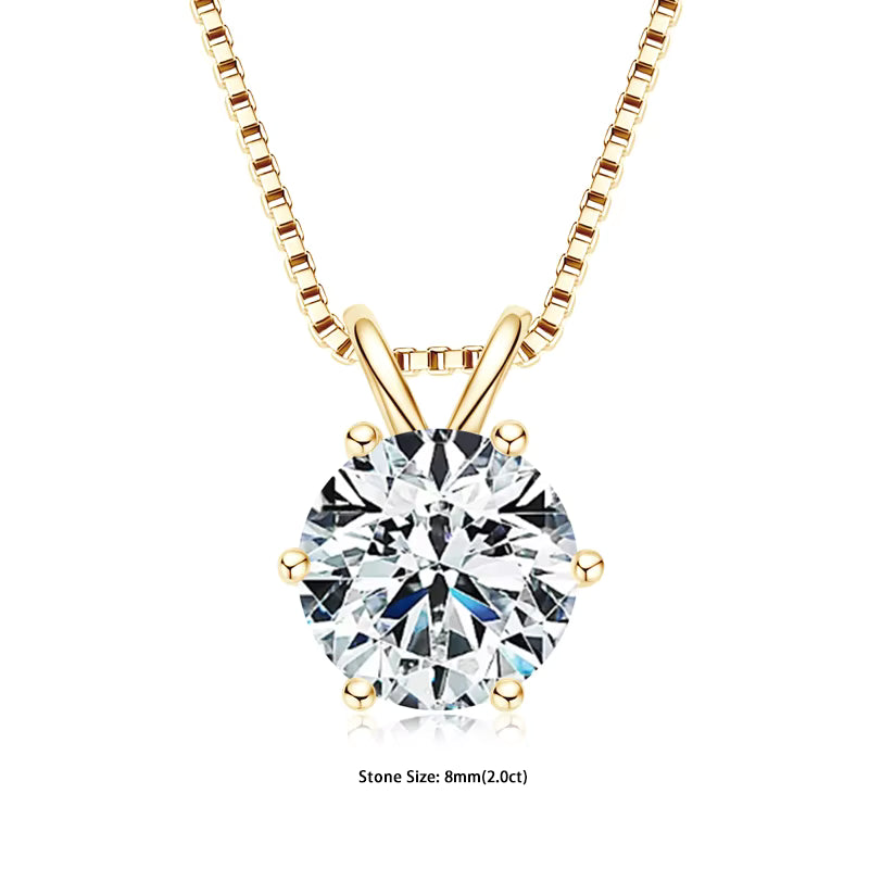 RAPRGOLD Certified 0.5-5ct Moissanite Pendant Necklaces S925 Sterling Silver Solitaire Necklace Chains For Women Jewellry Gifts