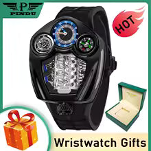 PINDU Design Men's Watch Top Brand Luxury Watch Compass Waterproof Quartz Wristwatch Gift Box Business festival Montre Hommes
