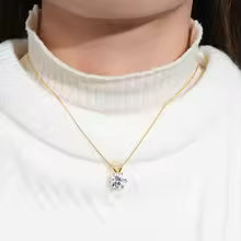 RAPRGOLD Certified 0.5-5ct Moissanite Pendant Necklaces S925 Sterling Silver Solitaire Necklace Chains For Women Jewellry Gifts