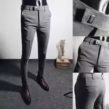 Spring and Summer Men's Solid Color Slim-Fitting Breathable Pants - Fashionable Business Casual Straight-Tee Commuting Pants 5 sold