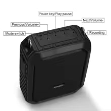 SHIDU 18W Waterproof Portable Bluetooth Wireless Voice Amplifier for Teacher with UHF Microphone Recording AUX Speaker M800