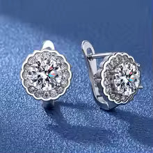 925 Sterling Silver Earrings Jewelry High Quality Retro Simple Pattern Purple White Zircon Earrings Hot Sale